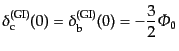 $\displaystyle \delta^{\rm (GI)}_{\rm c}(0) =
\delta^{\rm (GI)}_{\rm b}(0) = - \frac32 {\mit\Phi}_0$